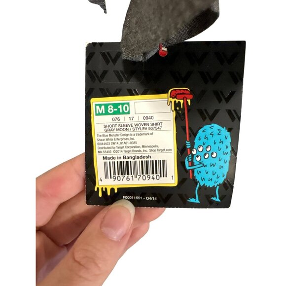 Shaun White Boys Gray Button-Up Shirt With Contrast Pocket M Youth Kids Cotton - Picture 5 of 10